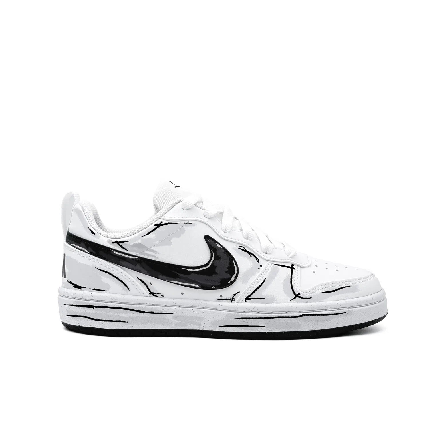 Кроссовки детские Nike Court Borough Comic Black Thread Белые — фото 3