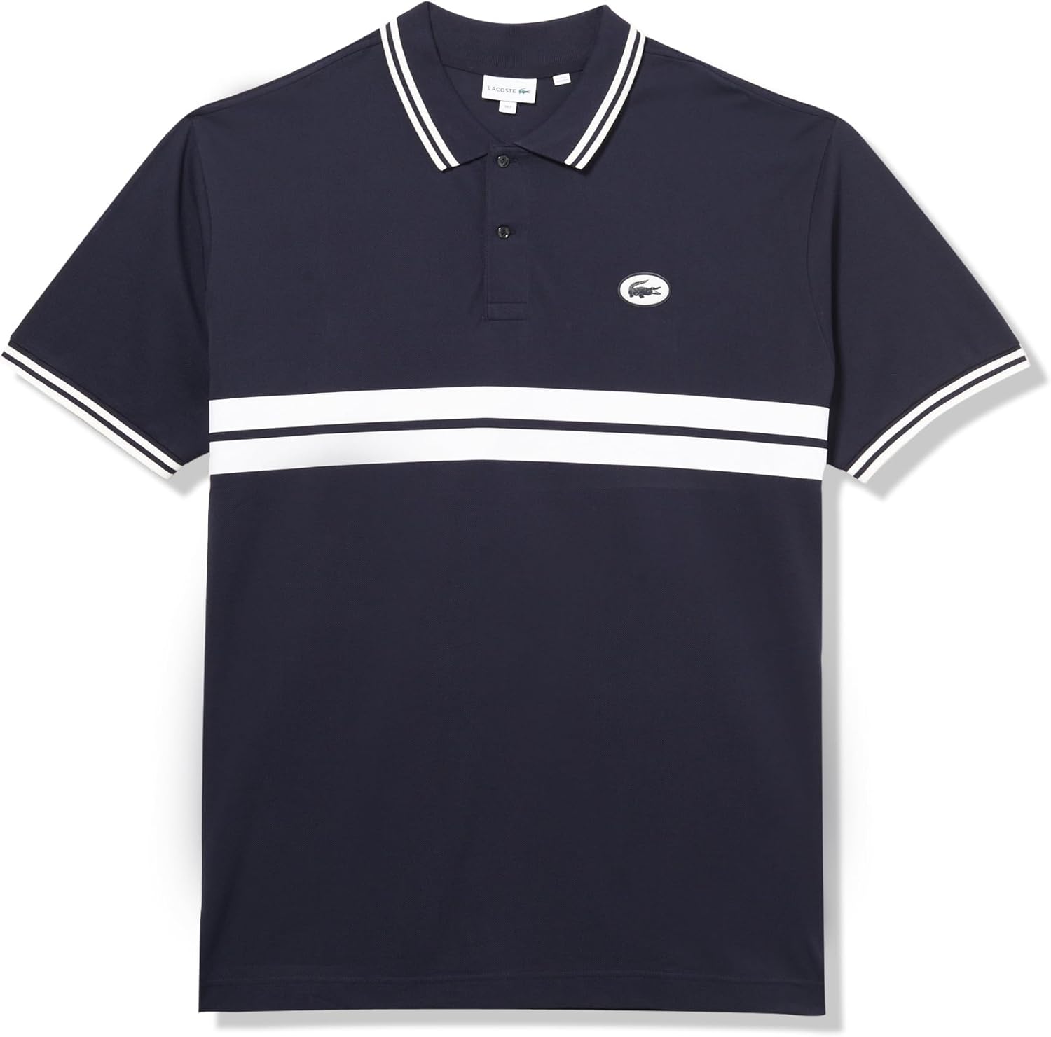 

Lacoste мужская поло с коротким рукавом Big L.12.12, классический крой, в полоску, Abysm/Flour