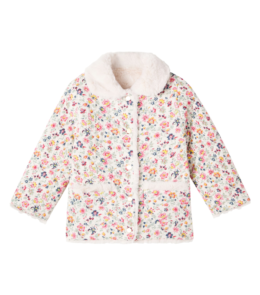 

Стеганое хлопковое пальто с цветочным рисунком Louise Misha, Cream Wild Flowers