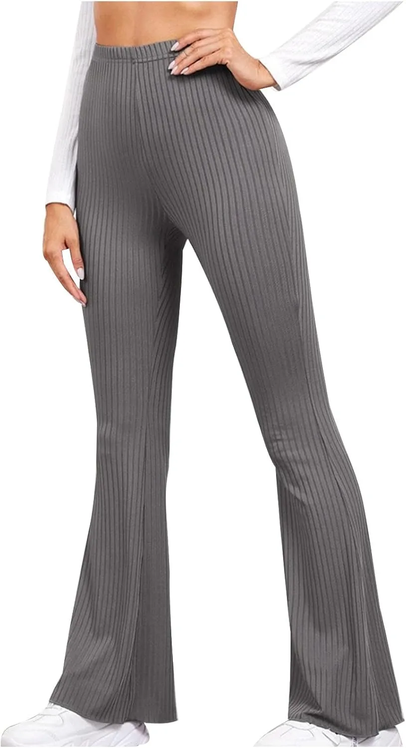 

Женские рифленые леггинсы JOAU с расклешенным низом, высокая талия, растягивающиеся