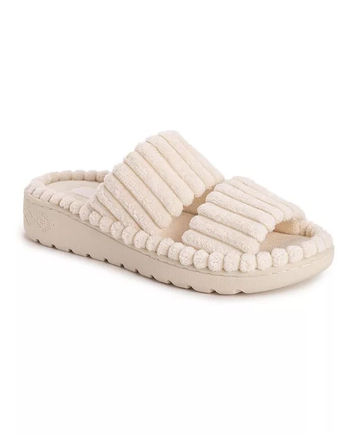 Женские тапочки-слайды с двойным ремешком MUK LUKS, коричневый/бежевый