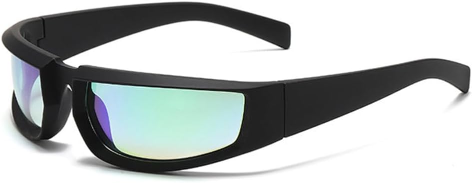 

Ретро-панк солнцезащитные очки для женщин с зеркальными линзами и защитой от УФ-излучения UV400; очки для мужчин для активного отдыха и вождения HDUBFY, Matte Black Green