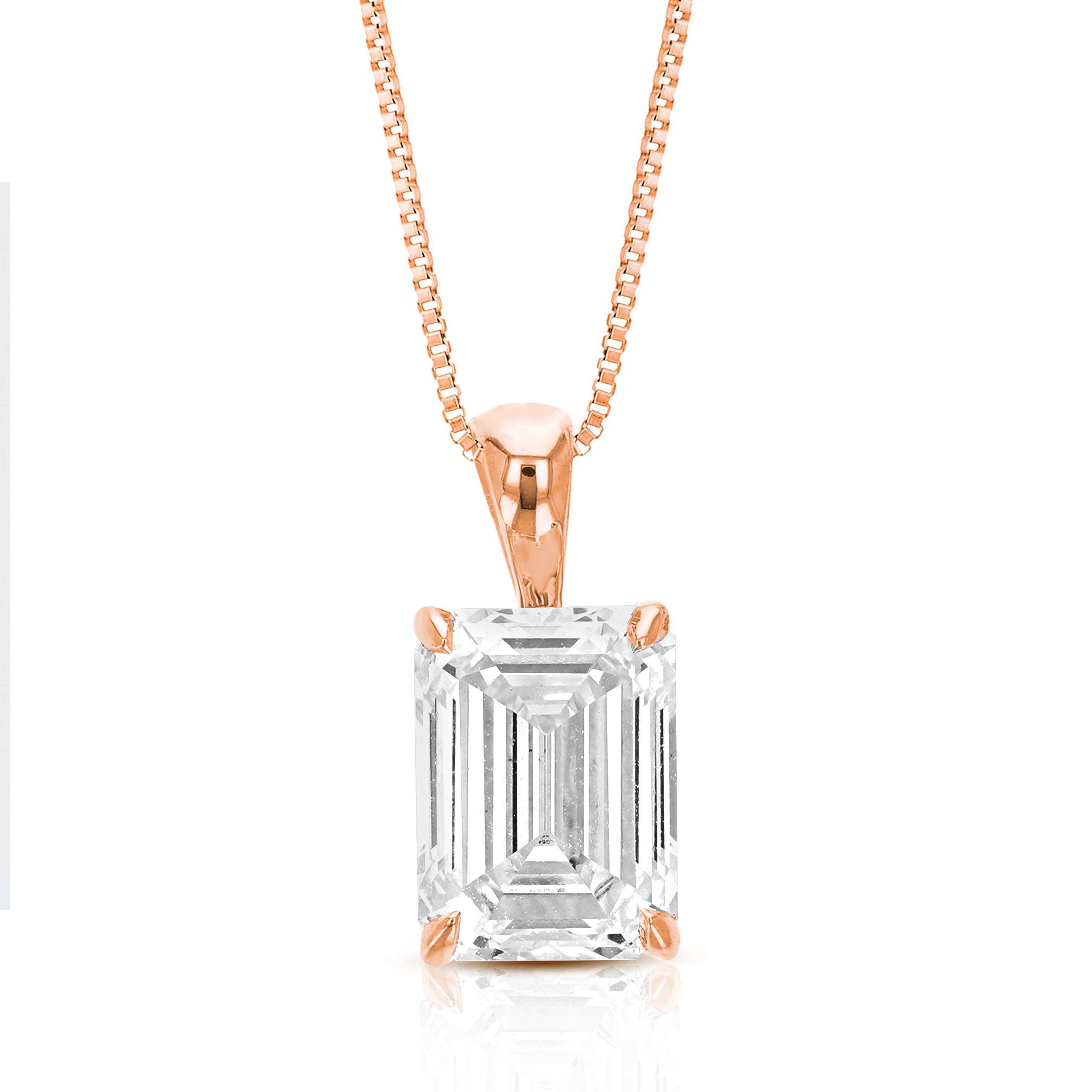 

Ожерелье с подвеской-солитером изумруда 2 карата из 14-каратного золота с цепочкой для женщин Vir Jewels, розовый