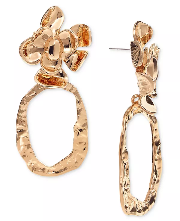 

Серьги-Гвоздики в форме цветка и открытого овала золотистого оттенка, эксклюзивно в Macy's I.N.C. International Concepts, gold