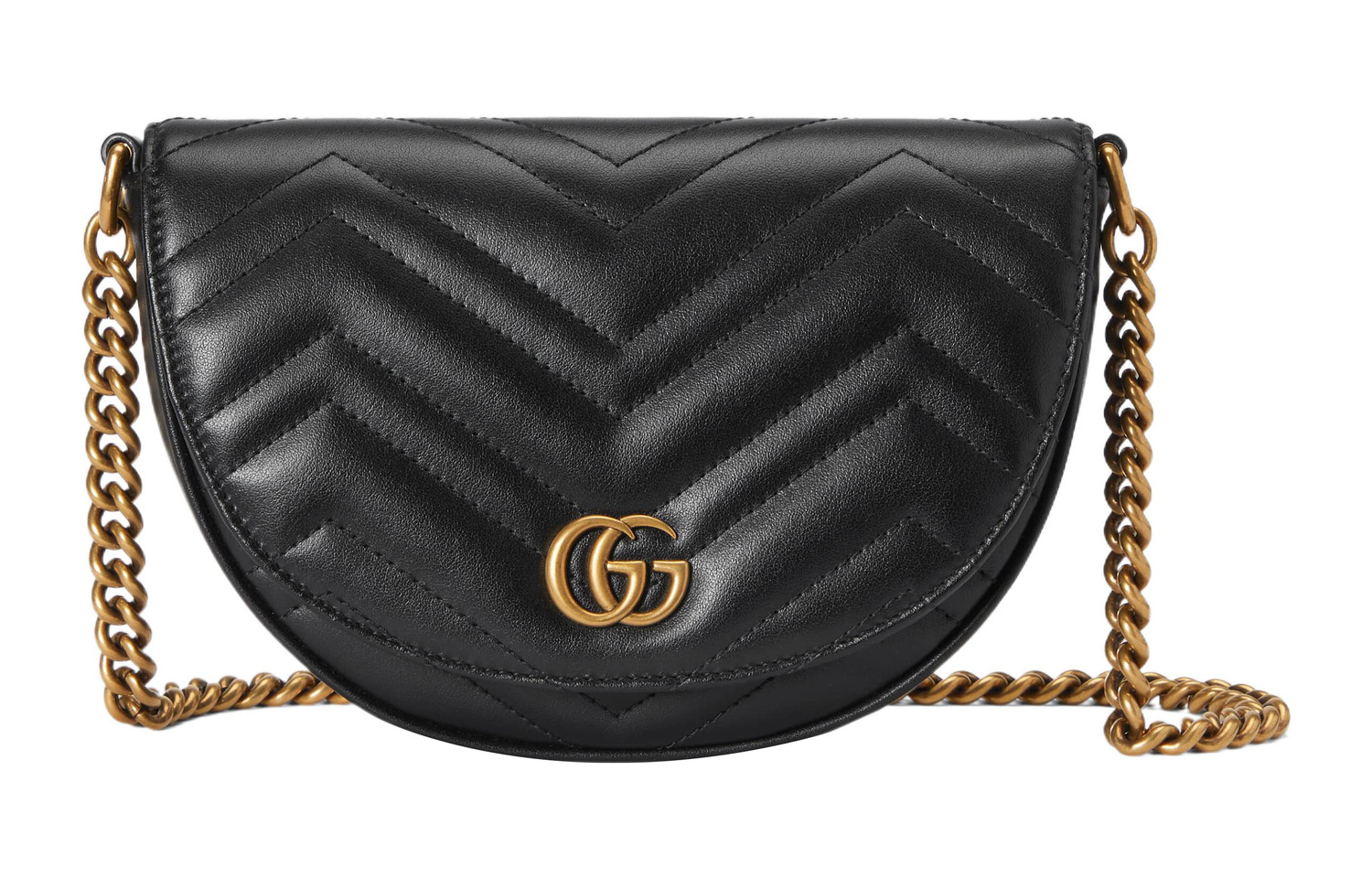 Мини-сумка Gucci Marmont Quilting на цепочке, черная — фото 2