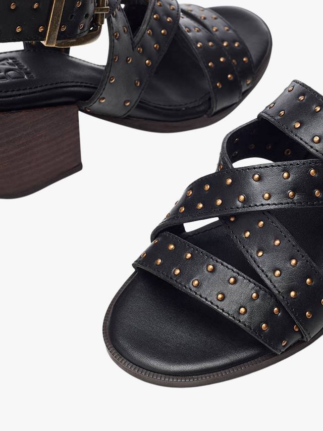 Кожаные сандалии Mayley с открытым носком и шипами Moda in Pelle, Black — фото 4