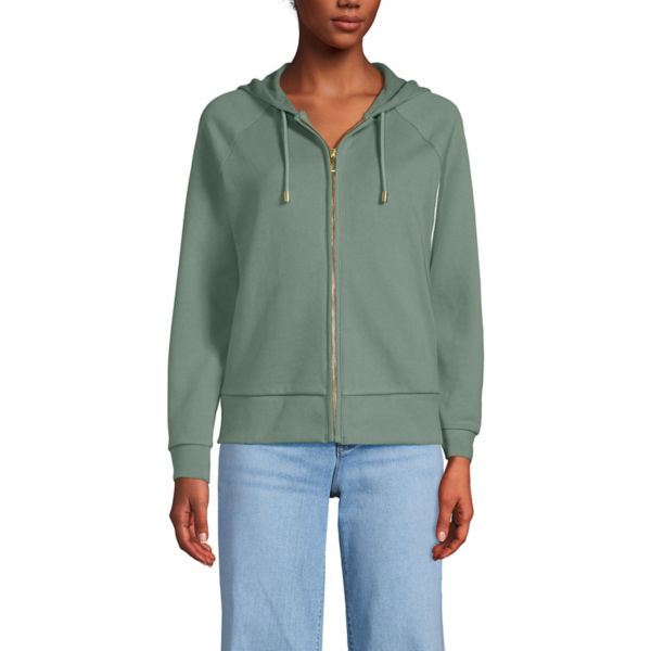 

Женская свободная толстовка с длинным рукавом на молнии Lands' End, цвет lily pad green
