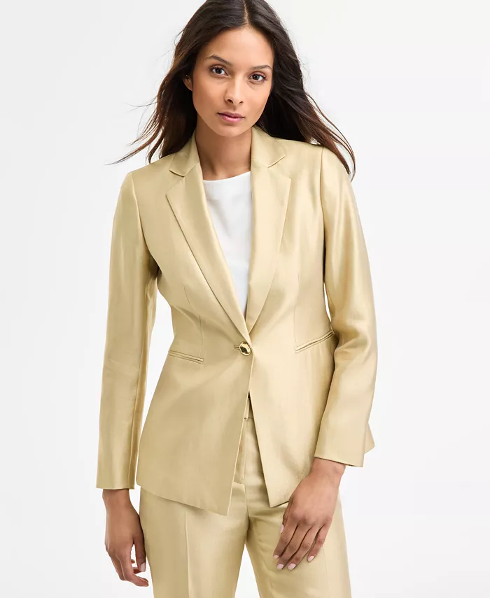 

Женский однобортный пиджак на одной пуговице Anne Klein, коричневый/бежевый