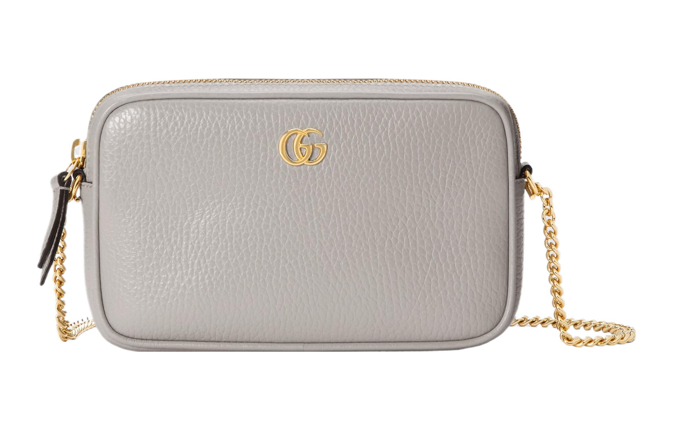 

GUCCI Сумка GG Marmont кожаная через плечо женская серая
