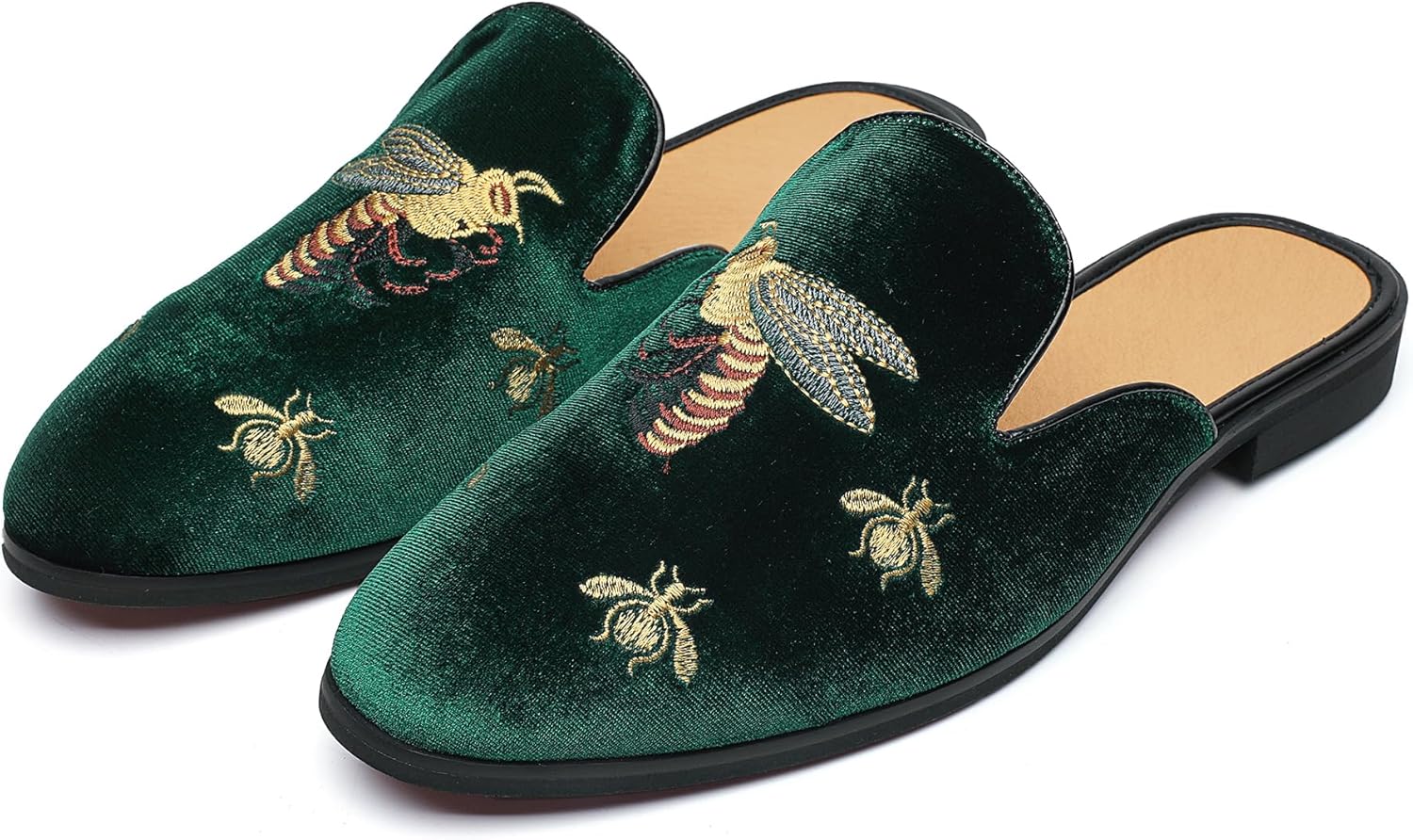 

Мужские тапочки YYQL с поддержкой свода стопы, вышитые кожаные сандалии для мужчин, домашние шлепанцы с противоскользящей резиновой подошвой для дома и улицы, размеры 7-13, зеленый