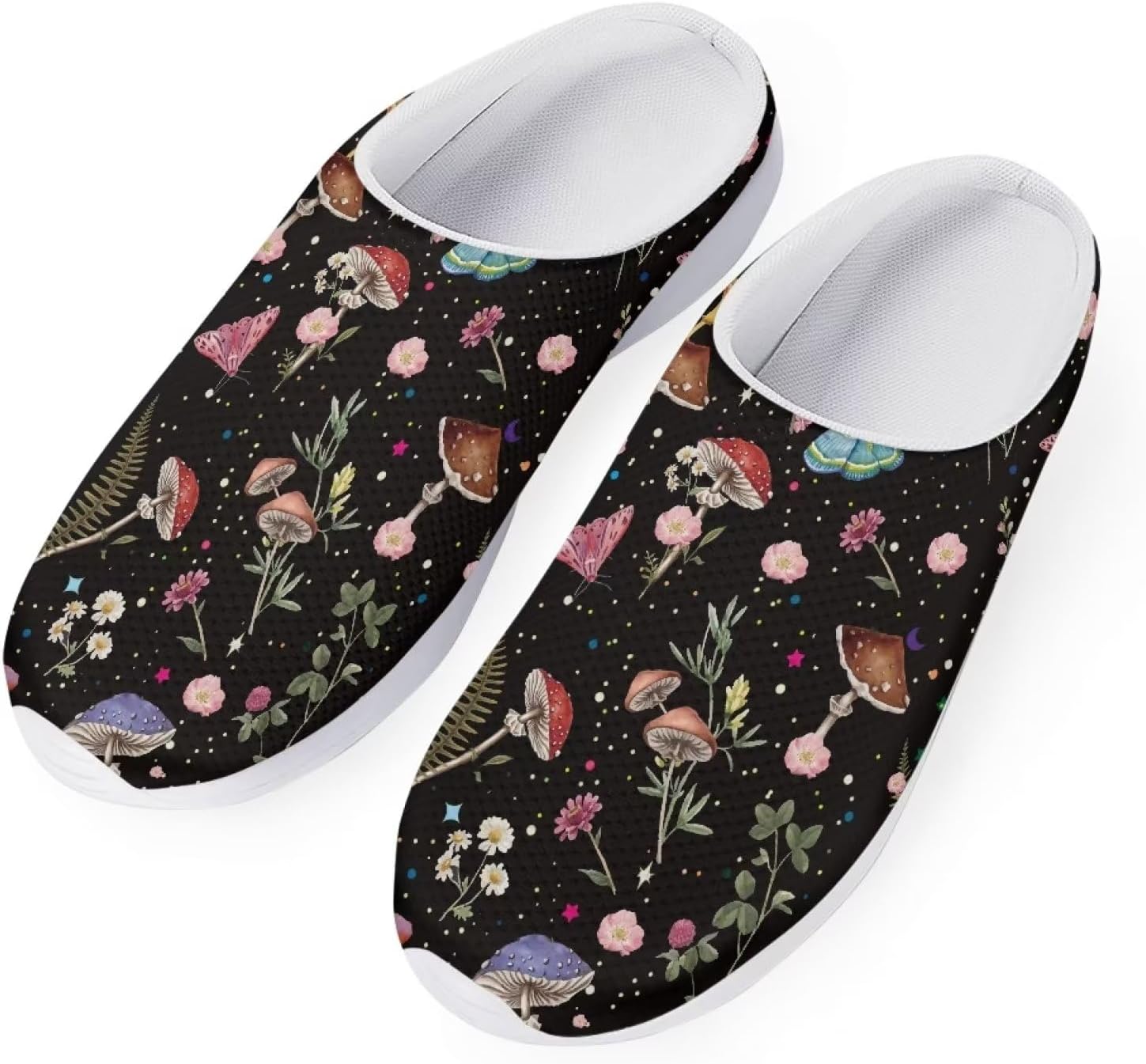 

Вентилируемые садовые сабо SCRAWLGOD, повседневные тапочки, быстро сохнущие сандалии, летняя обувь с противоскользящей подошвой для мужчин и женщин, Mushroom Flower