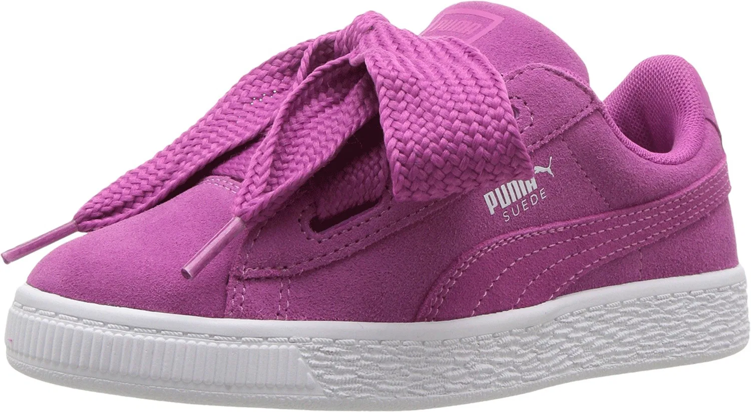 Детские кроссовки для девочек с принтом Suede Heart Ps-K PUMA, Rose Violet PUMA White