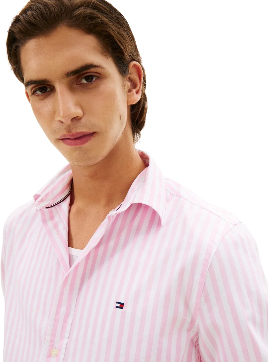 Мужская рубашка классического кроя Flex Poplin Tommy Hilfiger, Pink (Classic Pink / Stripe) — фото 4
