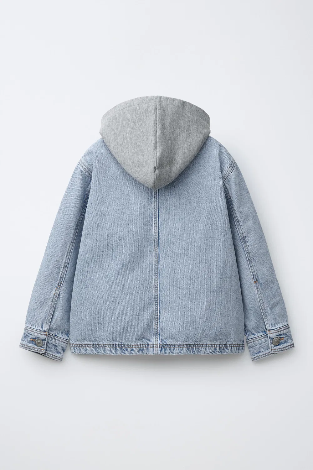 Джинсовая рубашка-куртка со съемным капюшоном ZARA, Mid-Blue — фото 3