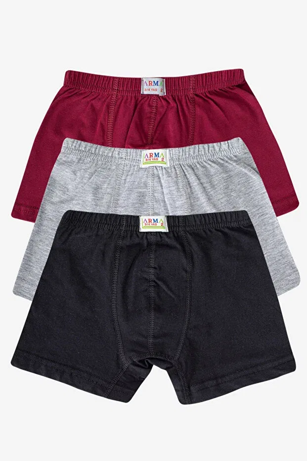 Детские трусы-боксеры для мальчиков хлопковые комплект 3 шт Arma Yıldız, Burgundy Black Gray