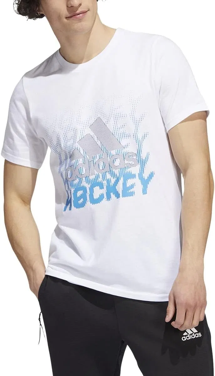 Мужская футболка с хоккейным принтом adidas, White