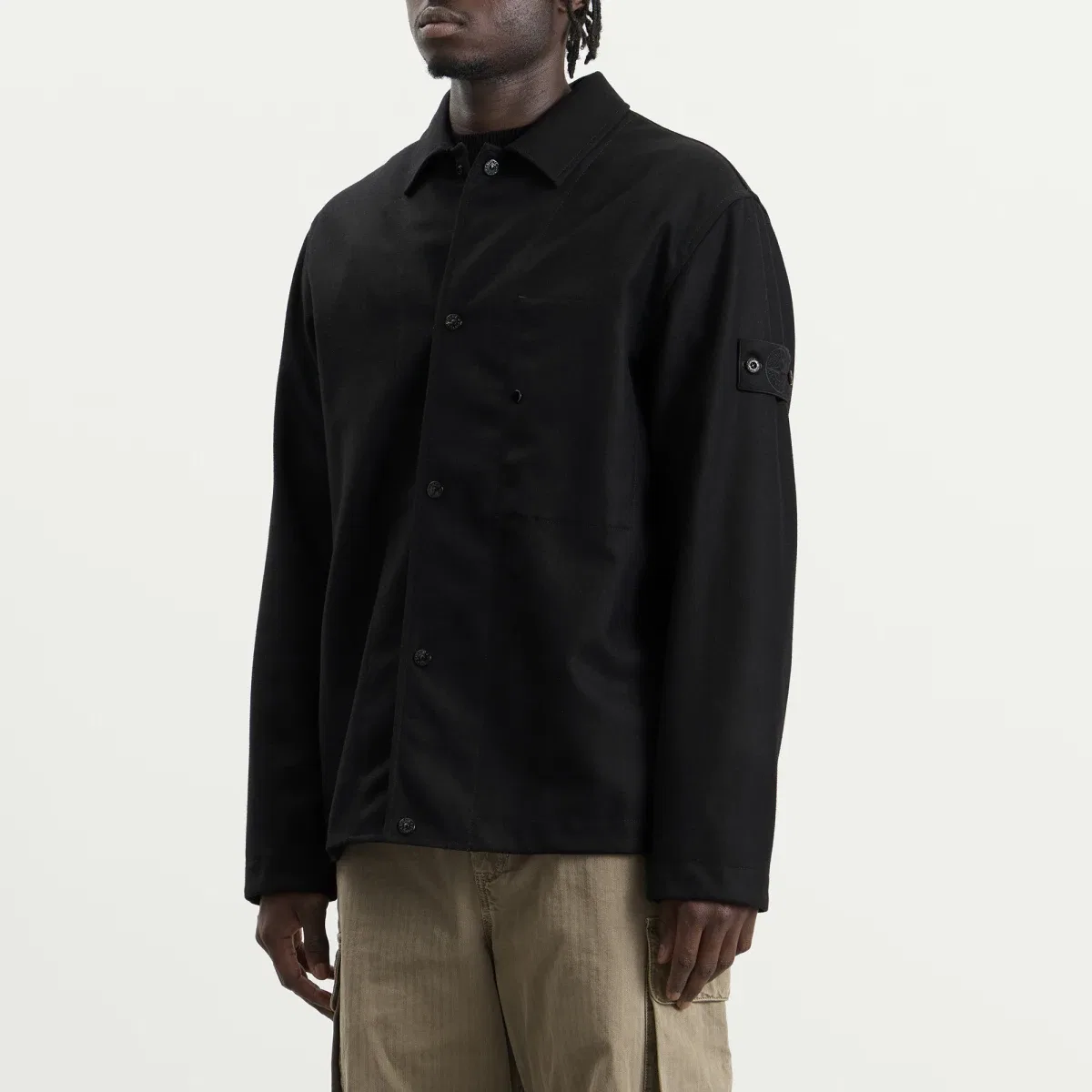 Рубашка-оверширт из шерсти с нейлоном Ghost Wool Nylon Flannel Stone Island, Black — фото 2