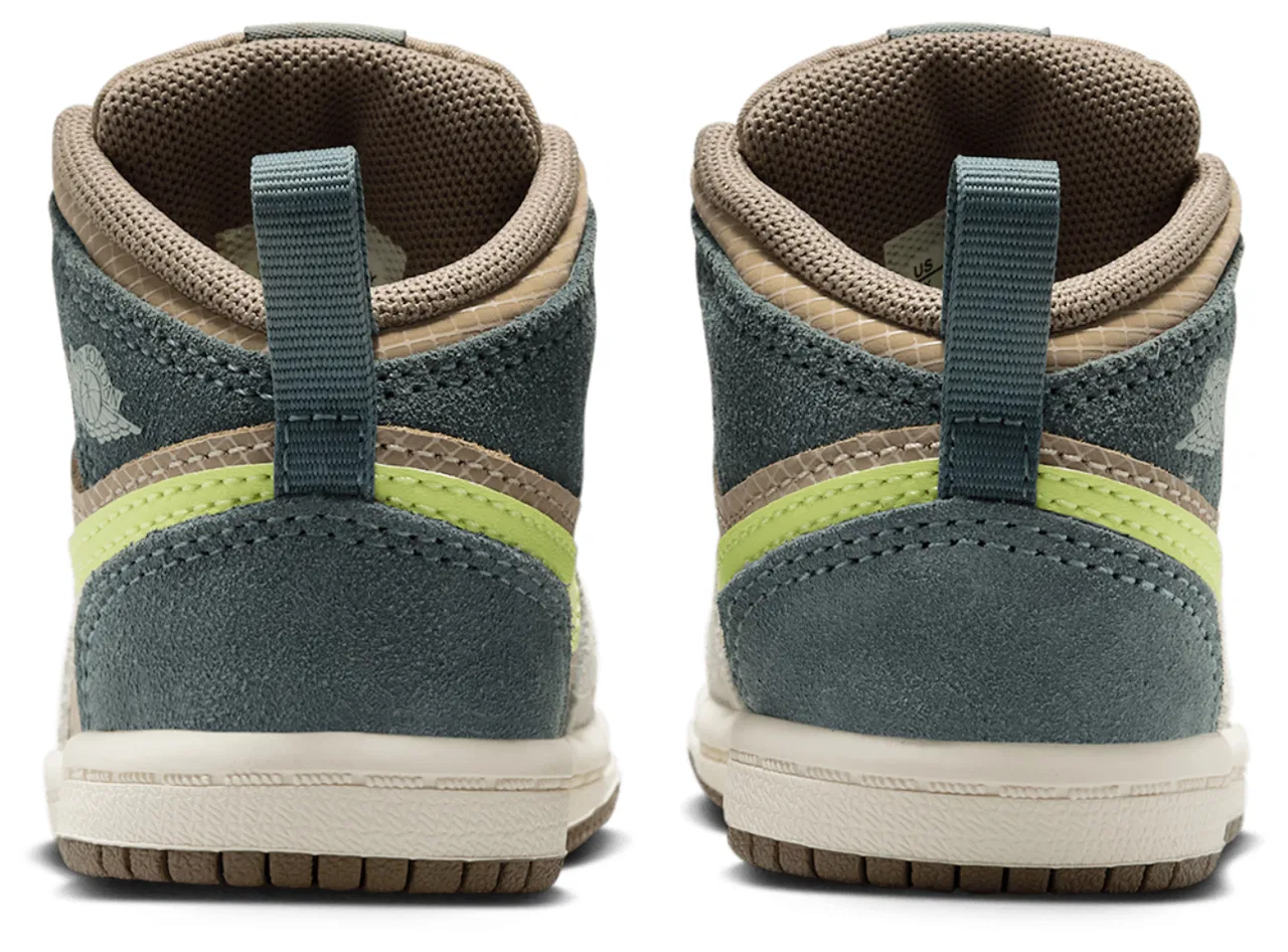 Кроссовки для мальчиков Jordan 1 Mid SE Uni, цвет Khaki/Light Lemon Twist/Hasta — фото 3