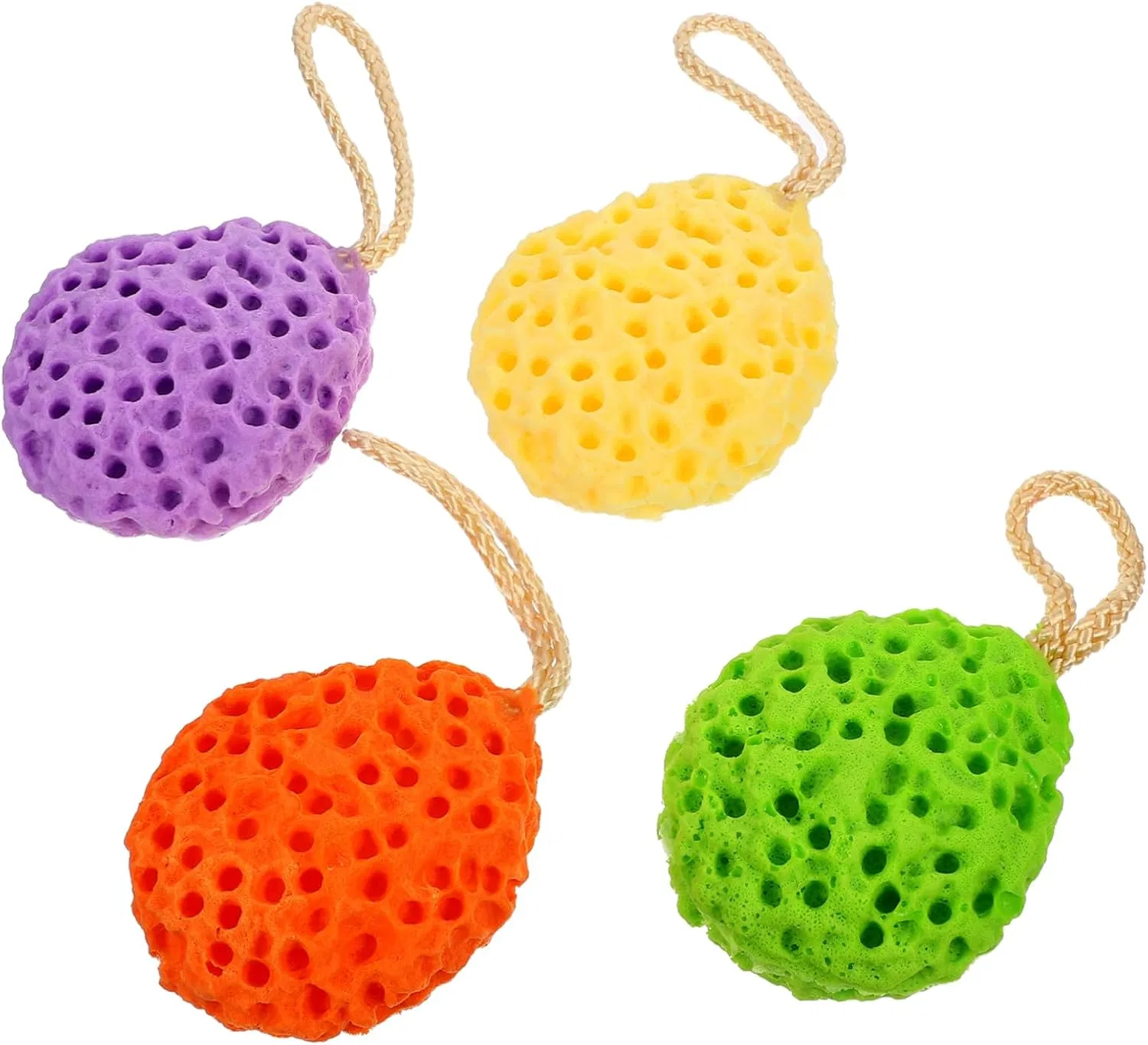 Мочалка для душа 4 шт, SHERCHPRY, 10x8.5x2.5 см, мультиколор