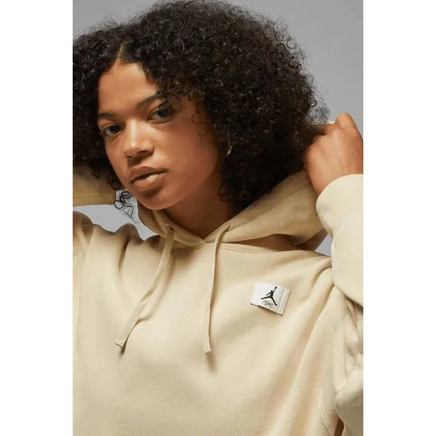 Женский худи с капюшоном оверсайз из флиса Jordan Flight Fleece Nike, Бежевый — фото 3