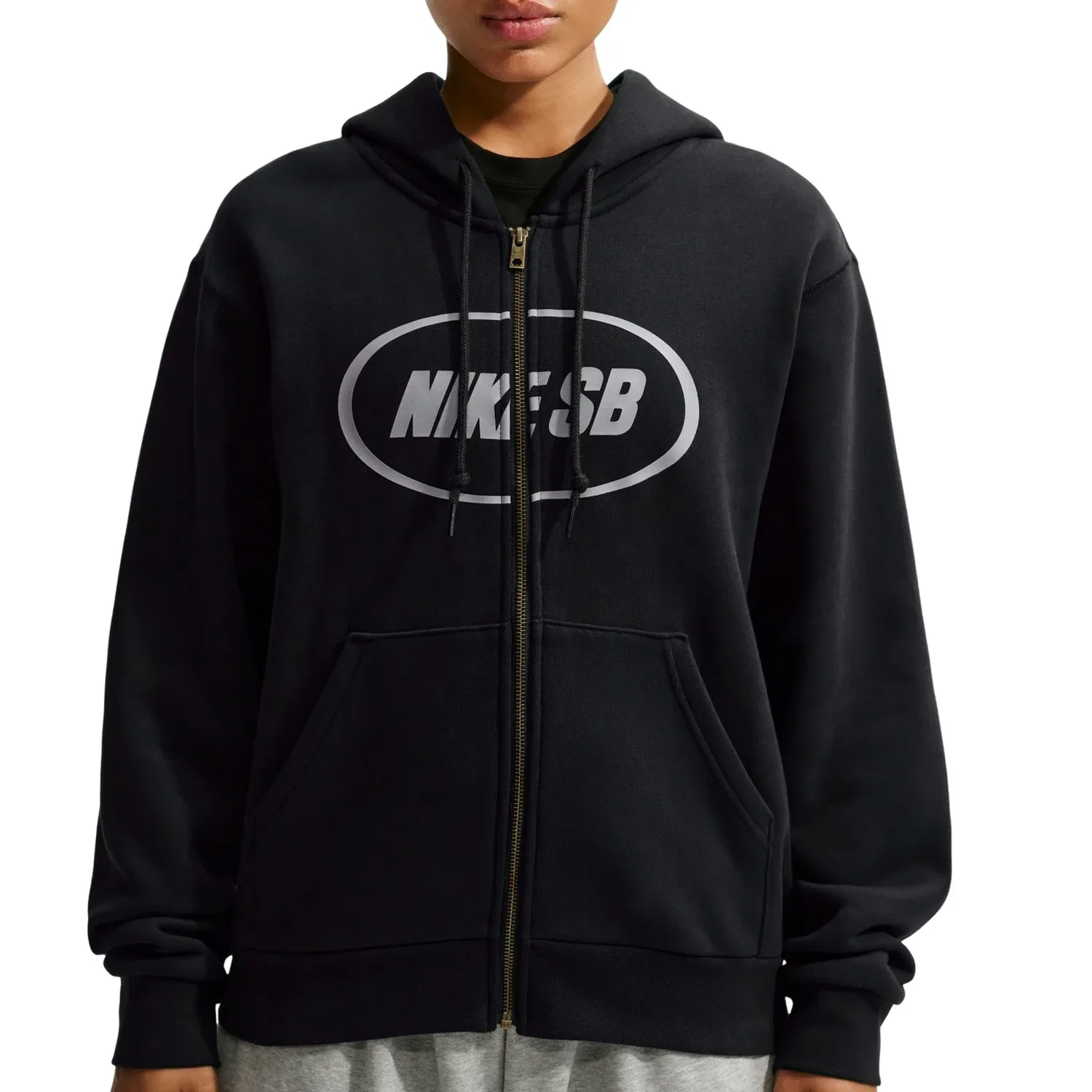 Мужское худи для скейтбординга SB Fleece Full-Zip Skate Hoodie 'Black' Nike, черный — фото 2