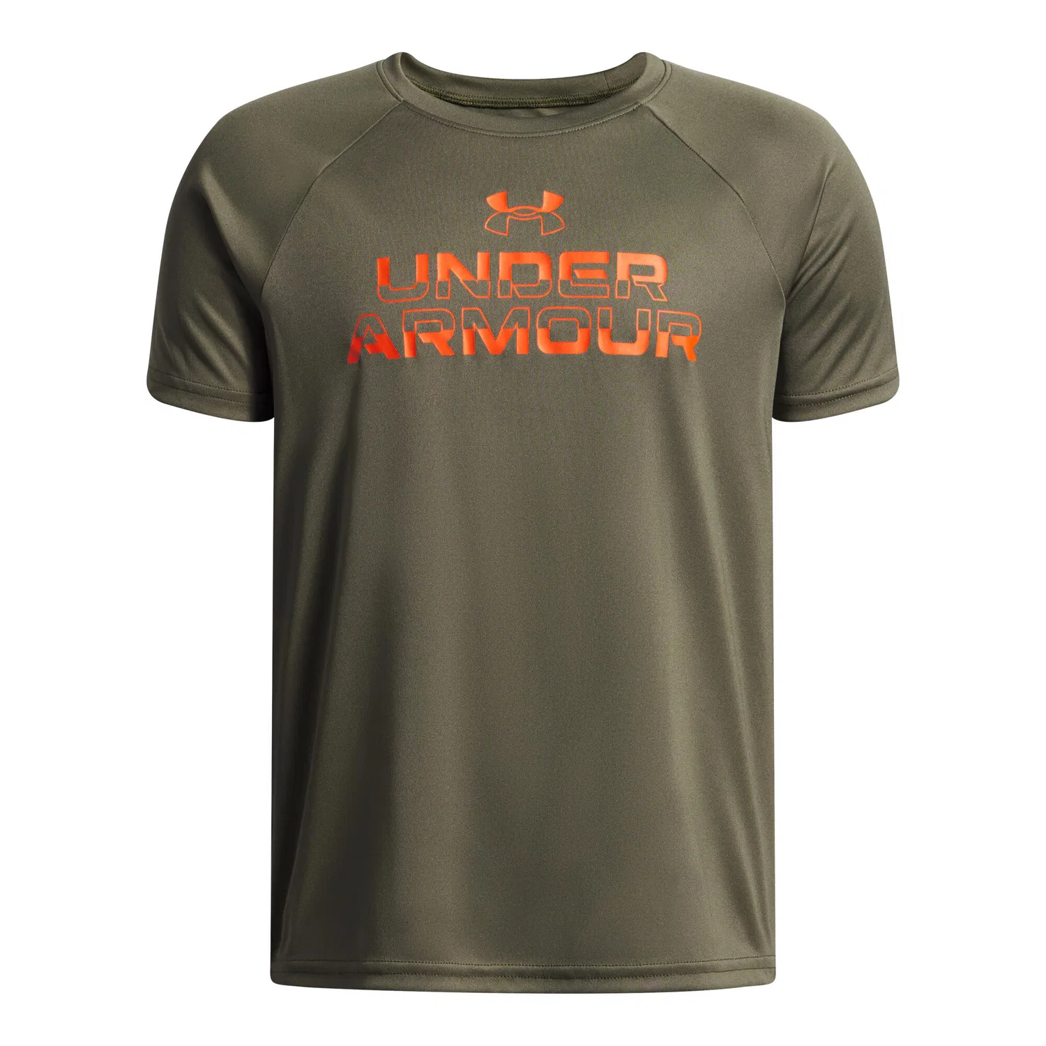 Детская футболка с коротким рукавом UA Tech Split Wordmark Under Armour, Olivgrun Grun Rot