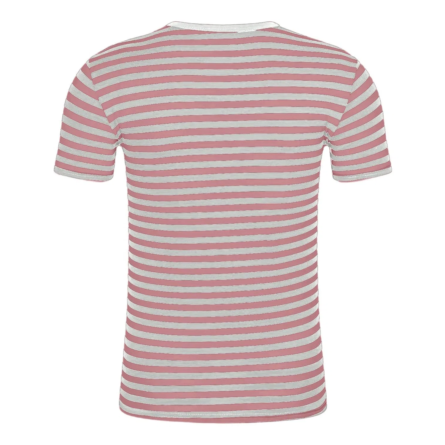 Женская футболка с полосками с круглым вырезом Unisex Red White Striped T-Shirt, 01 Light Pink — фото 3