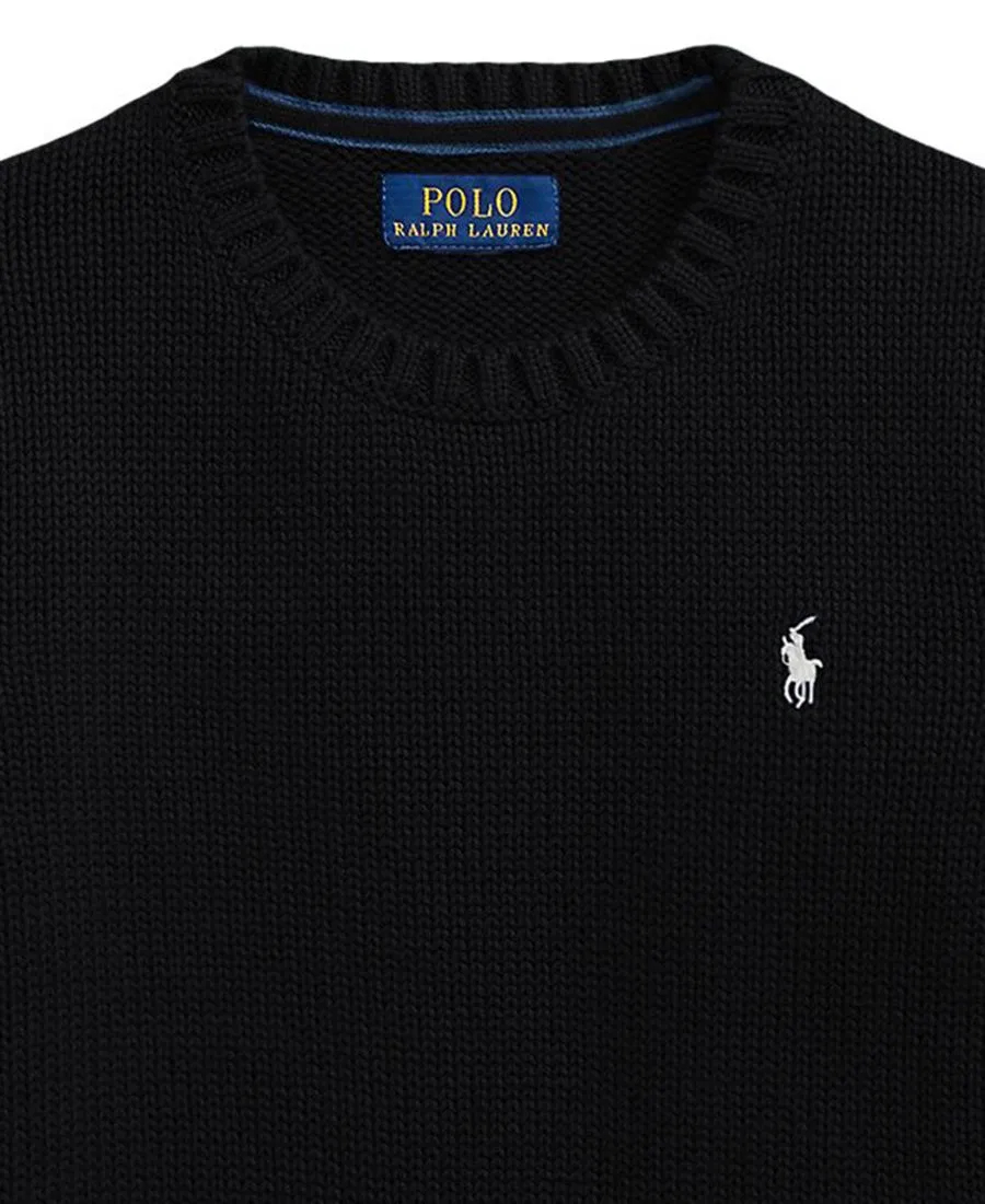 Детский свитер с круглым вырезом, с длинным рукавом, с вышивкой Polo Ralph Lauren, Polo Black — фото 3