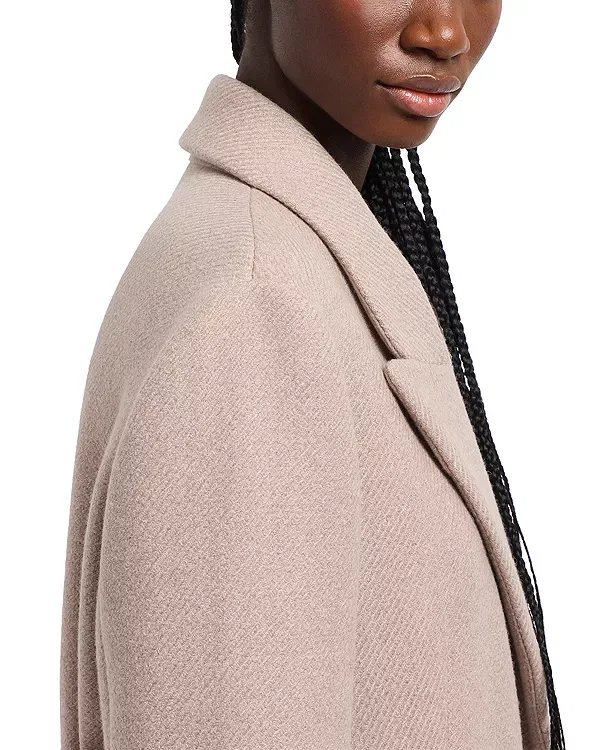Женское двубортное пальто с воротником-шалькой Emporio Armani, Beige Melange — фото 4