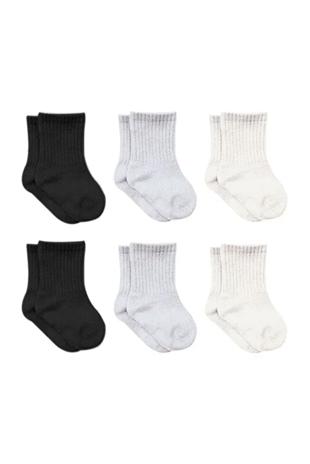 Детские носки для новорожденных хлопковые 6-Pack Bistyle, Ecru-Grey