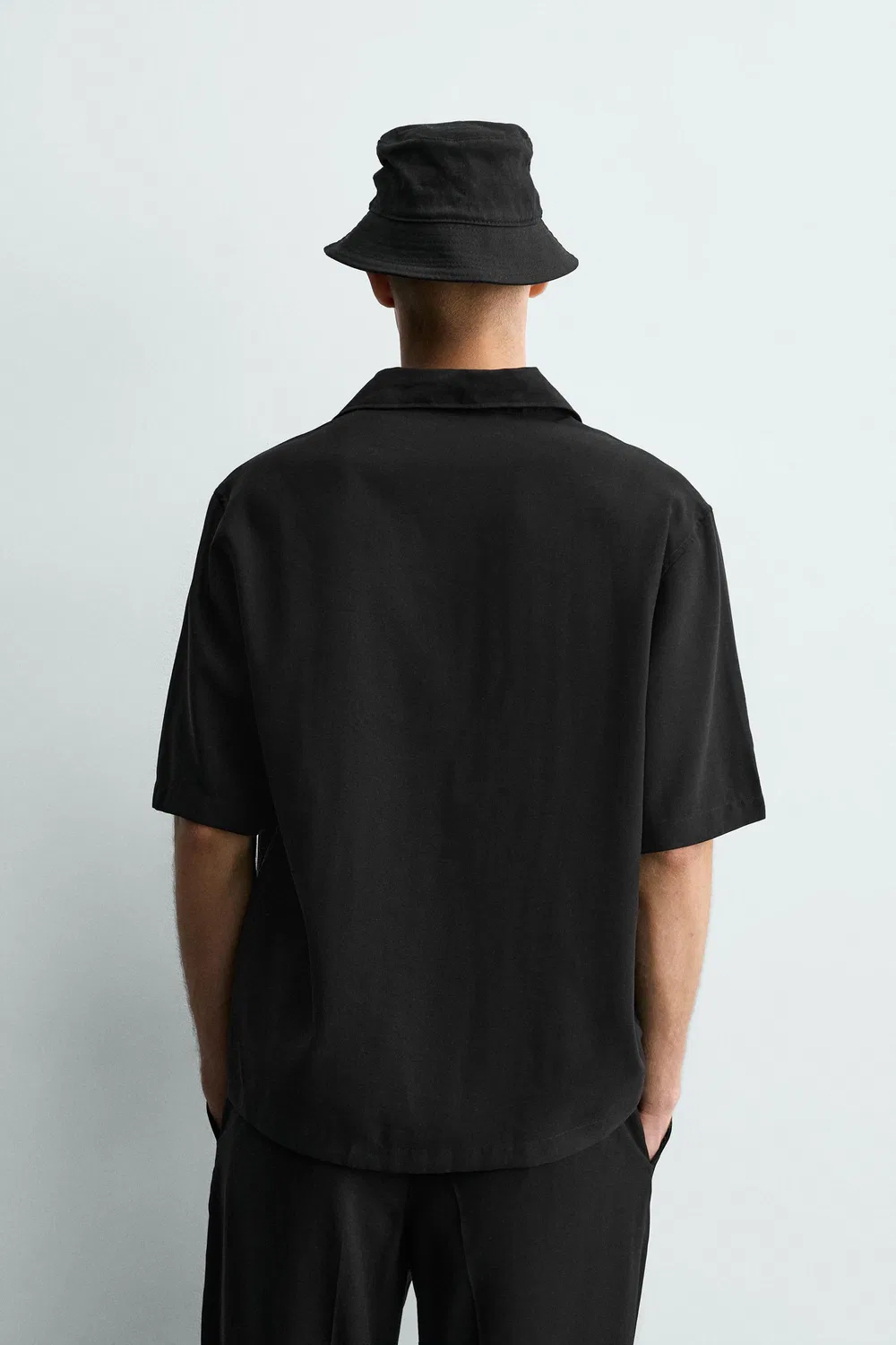 Свободная, струящаяся рубашка-поло ZARA, Black — фото 3