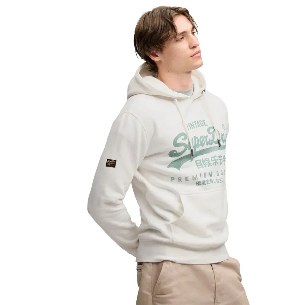 Мужской свитшот с капюшоном Vintage Logo Classic Superdry, White — фото 4
