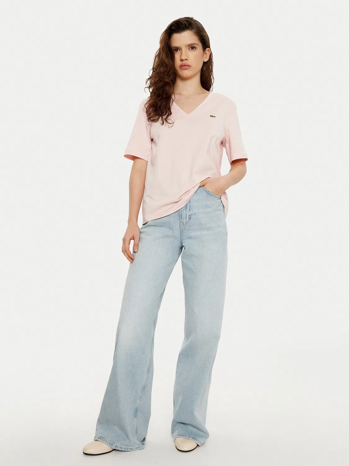 Женская футболка стандартного кроя Lacoste, розовый — фото 2