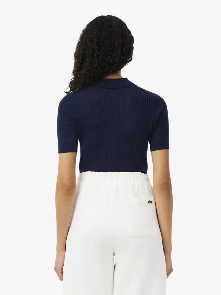 Футболка поло LACOSTE Navy из мериносовой шерсти — фото 3