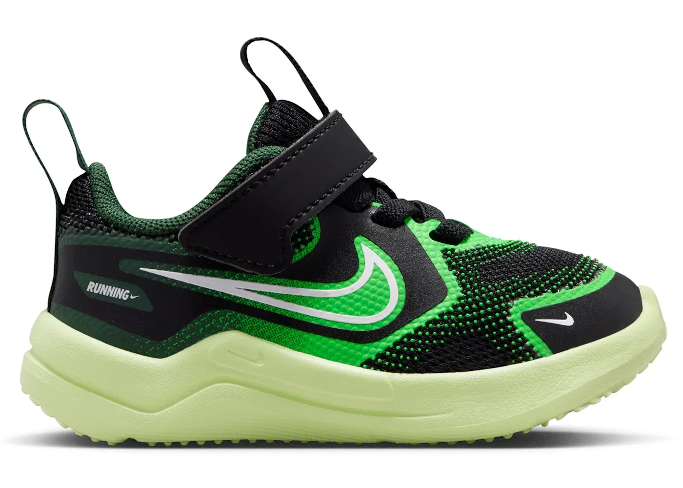 Детские кроссовки для бега с шнуровкой Nike Cosmic Runner Nike, Black/Light Liquid Lime/Fir/White