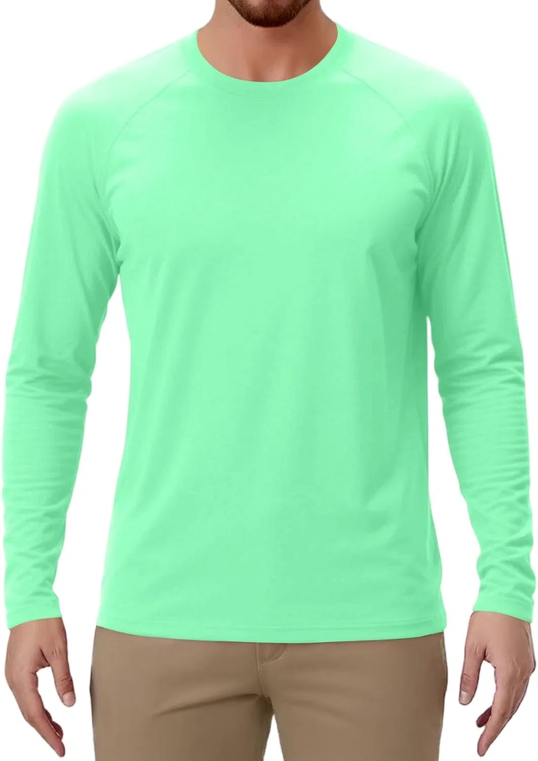 Мужская длинная футболка с круглым вырезом OMING, Light Green