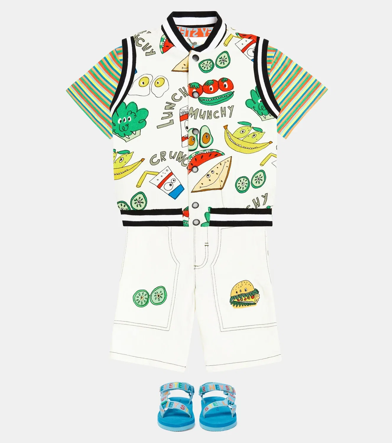 Жилет утепленный клетчатый хлопковый Stella Mccartney Kids, черный — фото 2