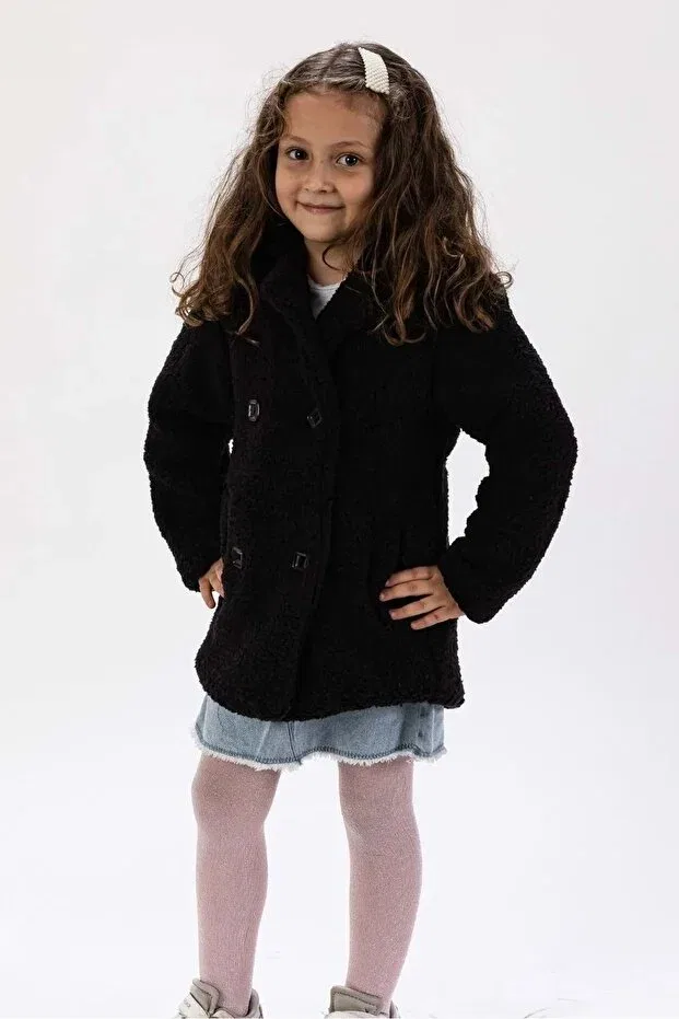 Детское зимнее пальто для девочек с длинным рукавом Mnk Baby&Kids, Black — фото 2