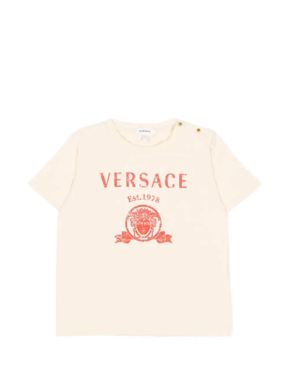 Футболка с логотипом Медузы Versace Kids, бежевый