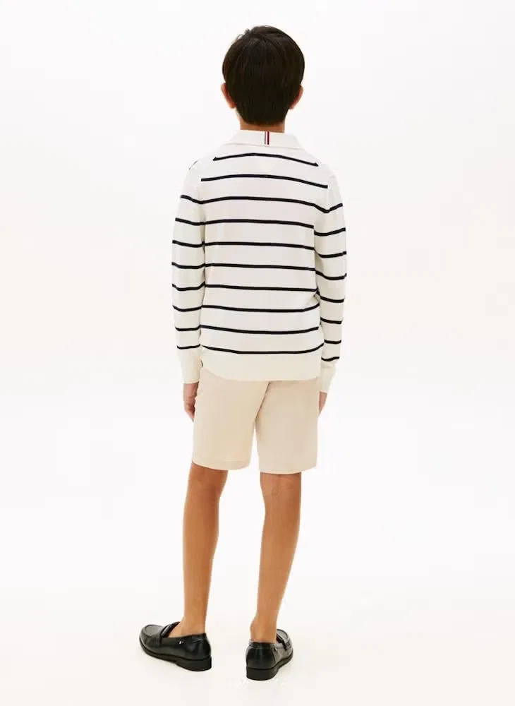 Пуловер с поло-воротником, хлопковый, Essential, Tommy Hilfiger, айвори — фото 2