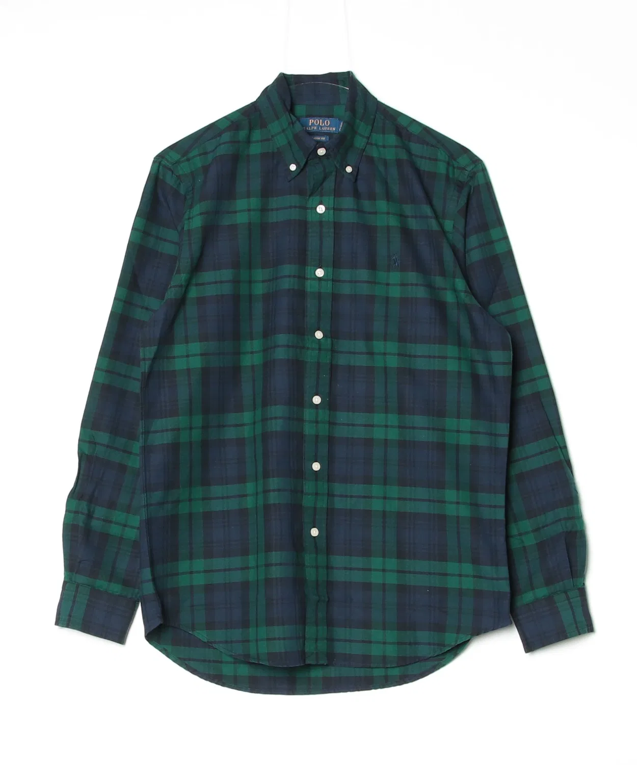 Мужская классическая рубашка с длинным рукавом клетчатая, Oxford POLO RALPH LAUREN, Navy — фото 4