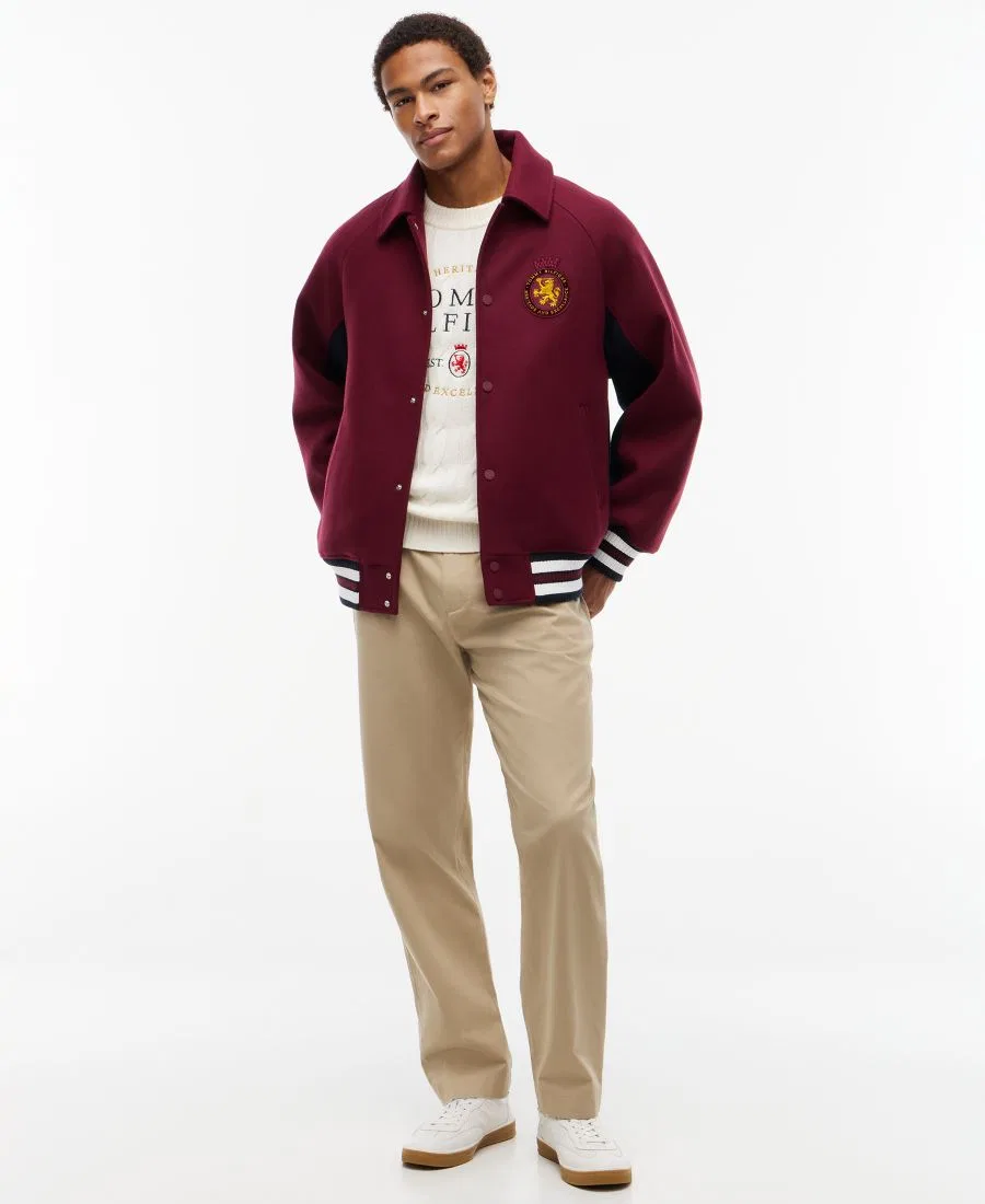 Мужская куртка-бомбер American Icons из шерстяной смеси Tommy Hilfiger, Burgundy — фото 2