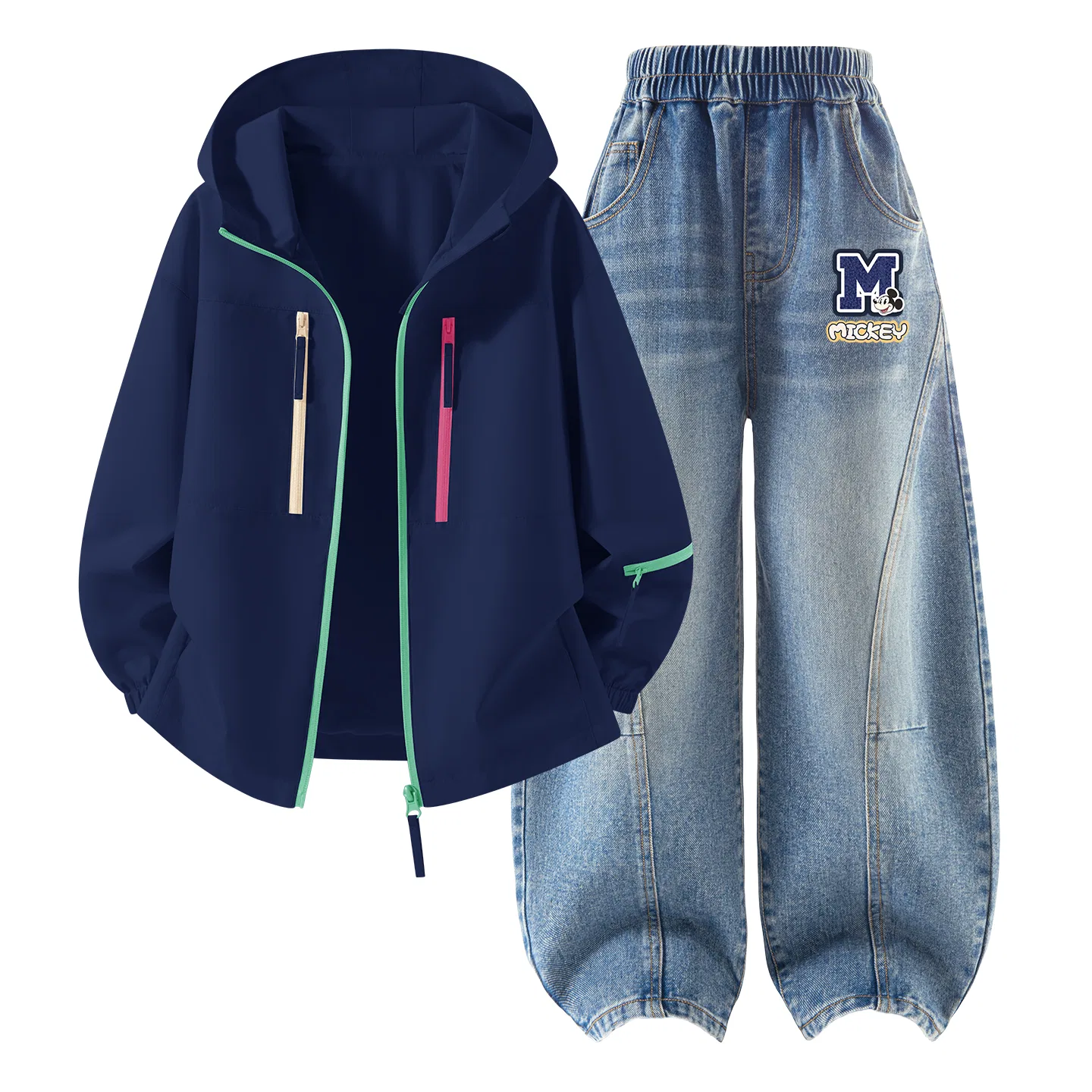 Детский спортивный комплект с капюшоном и принтом Mickey Mouse, Disney, Navy Blue/Denim Light Blue