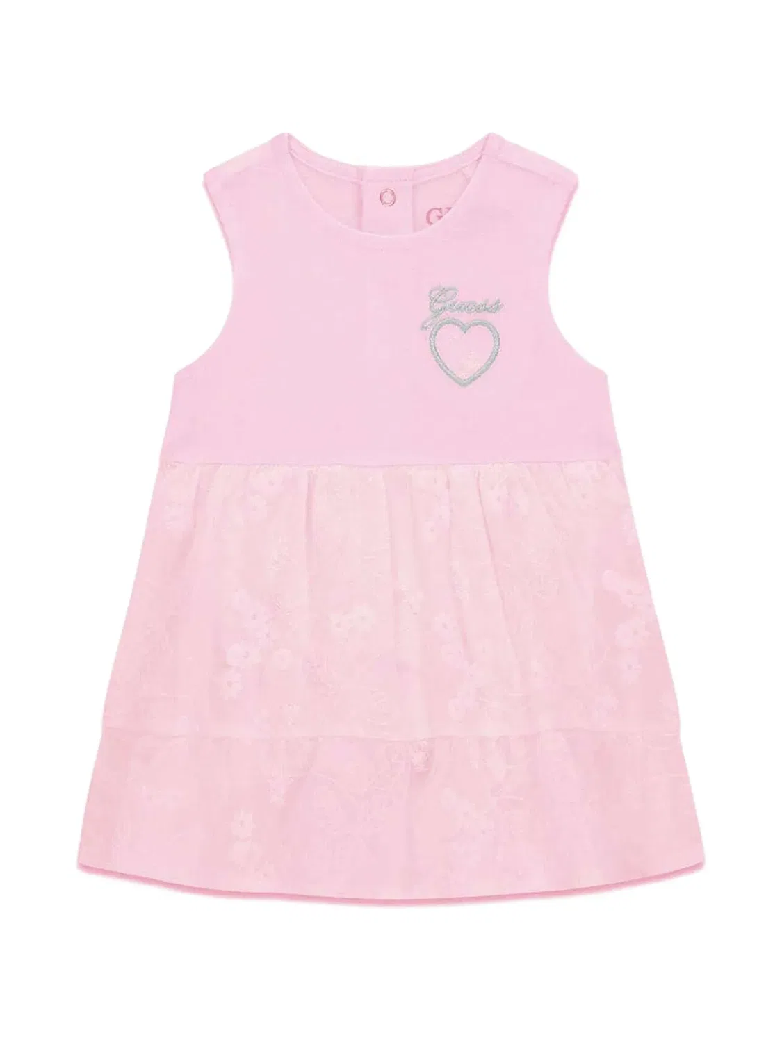 Вышитое многоярусное платье Guess Kids, розовый