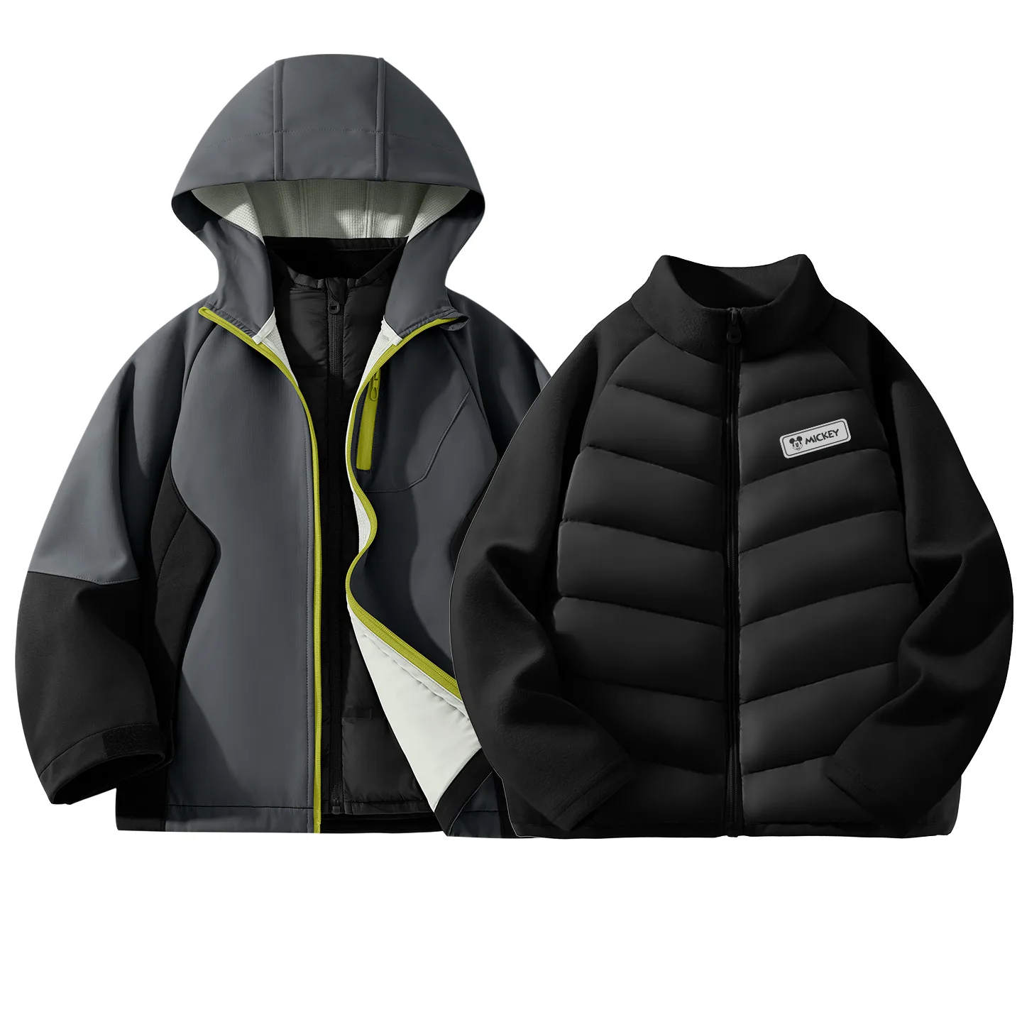 Детская флисовая толстовка с круглым вырезом Disney, [Thickened Thermal]Solid Color Black+Di H Square Hook-and-Loop K Black