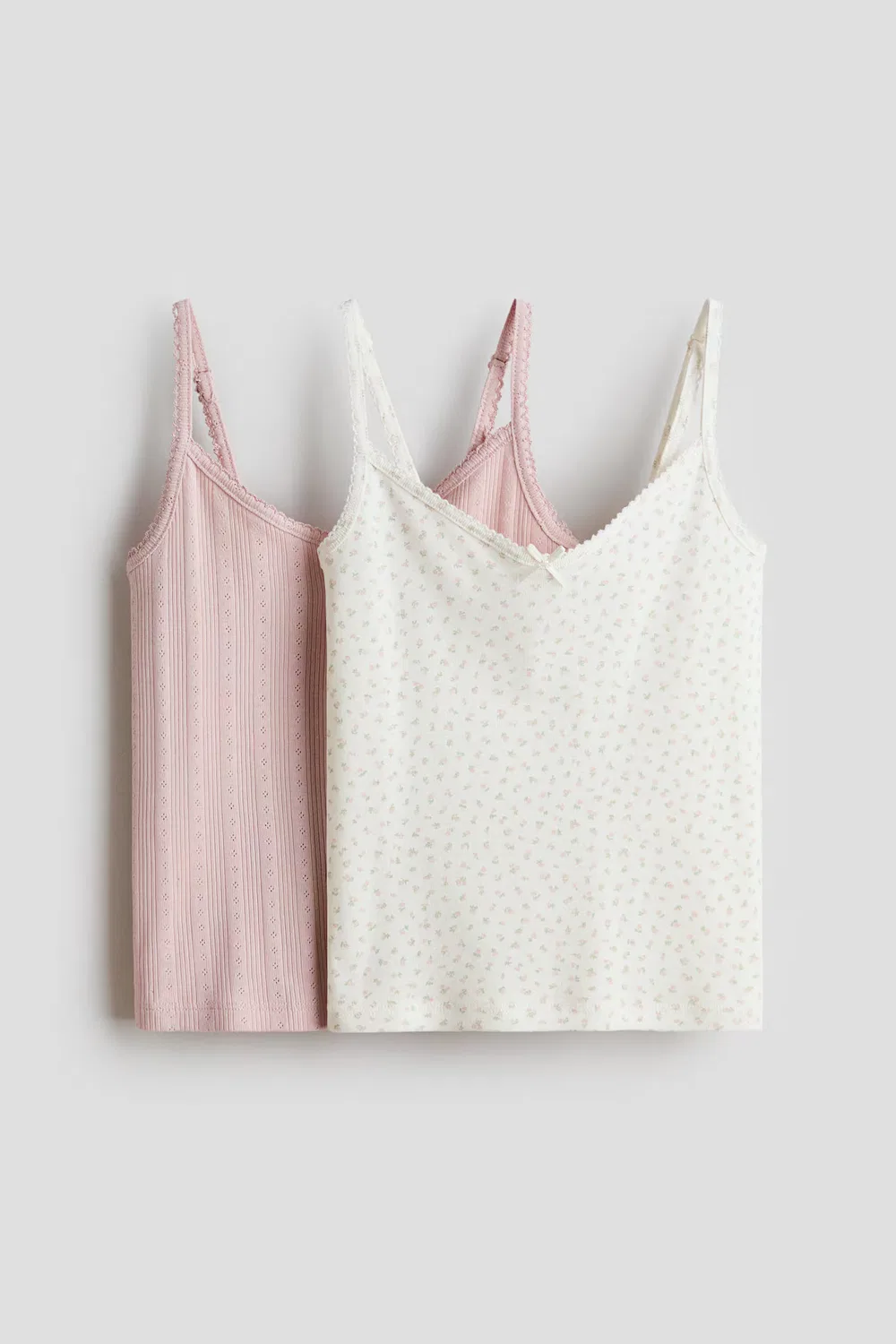 Комплект из 2 хлопковых пижамных топов H&M, Helles Mattrosa/Geblümt