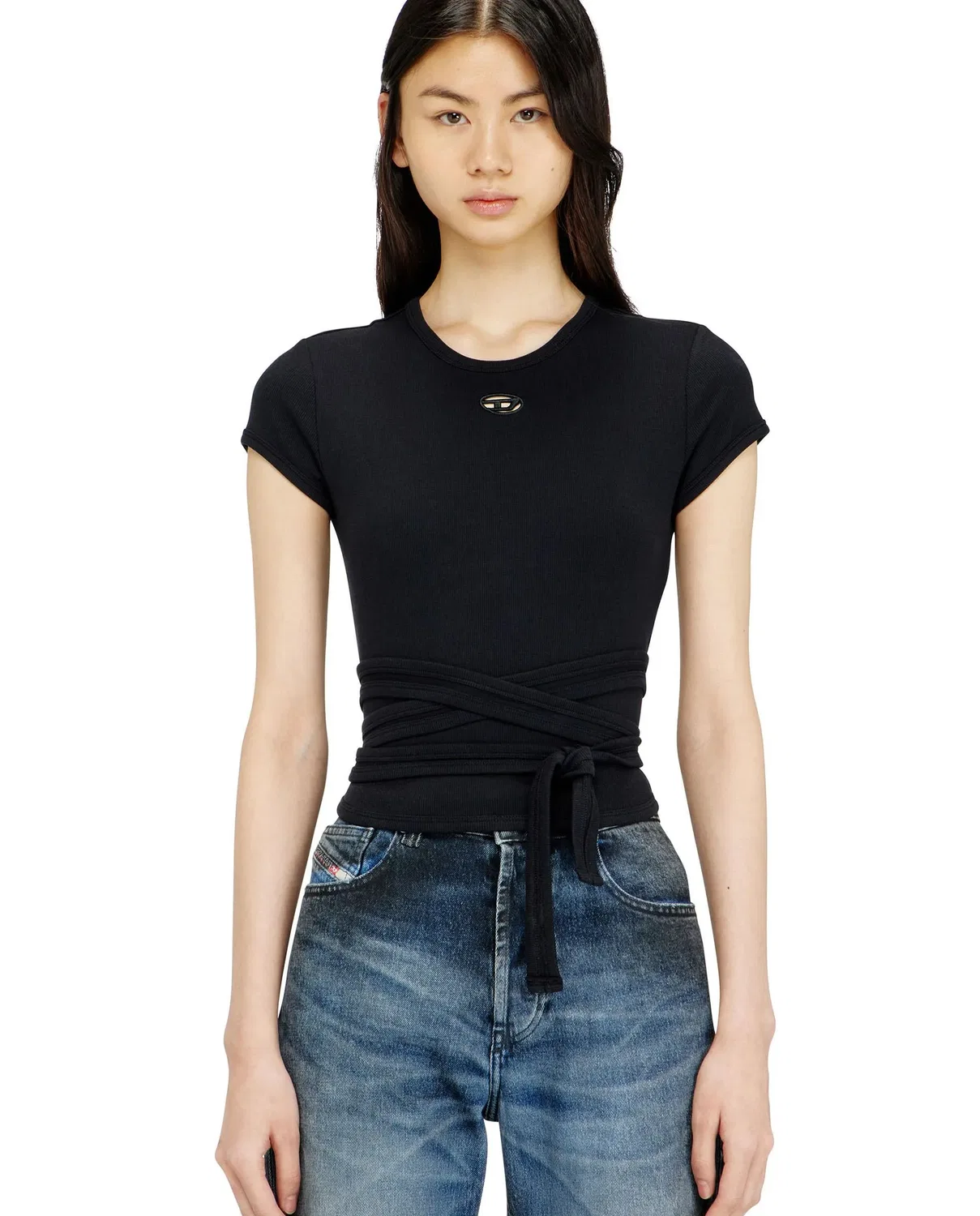 Женская футболка с завязками Diesel, Negro