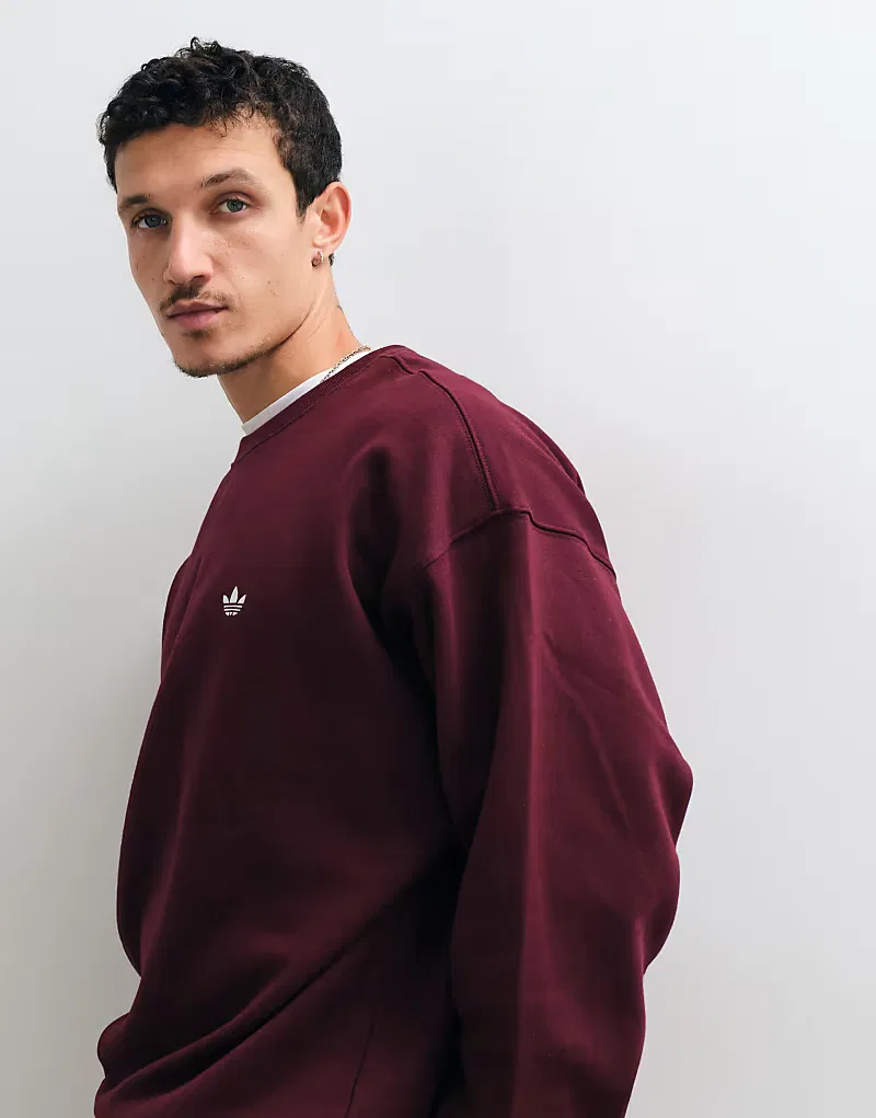 Свободная толстовка Adidas Originals с круглым вырезом, бордовый — фото 2