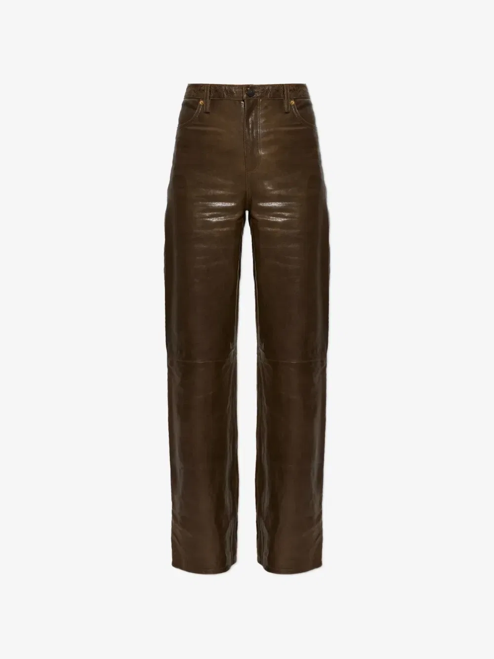 Брюки из тисненой кожи GOLDEN GOOSE, коричневый