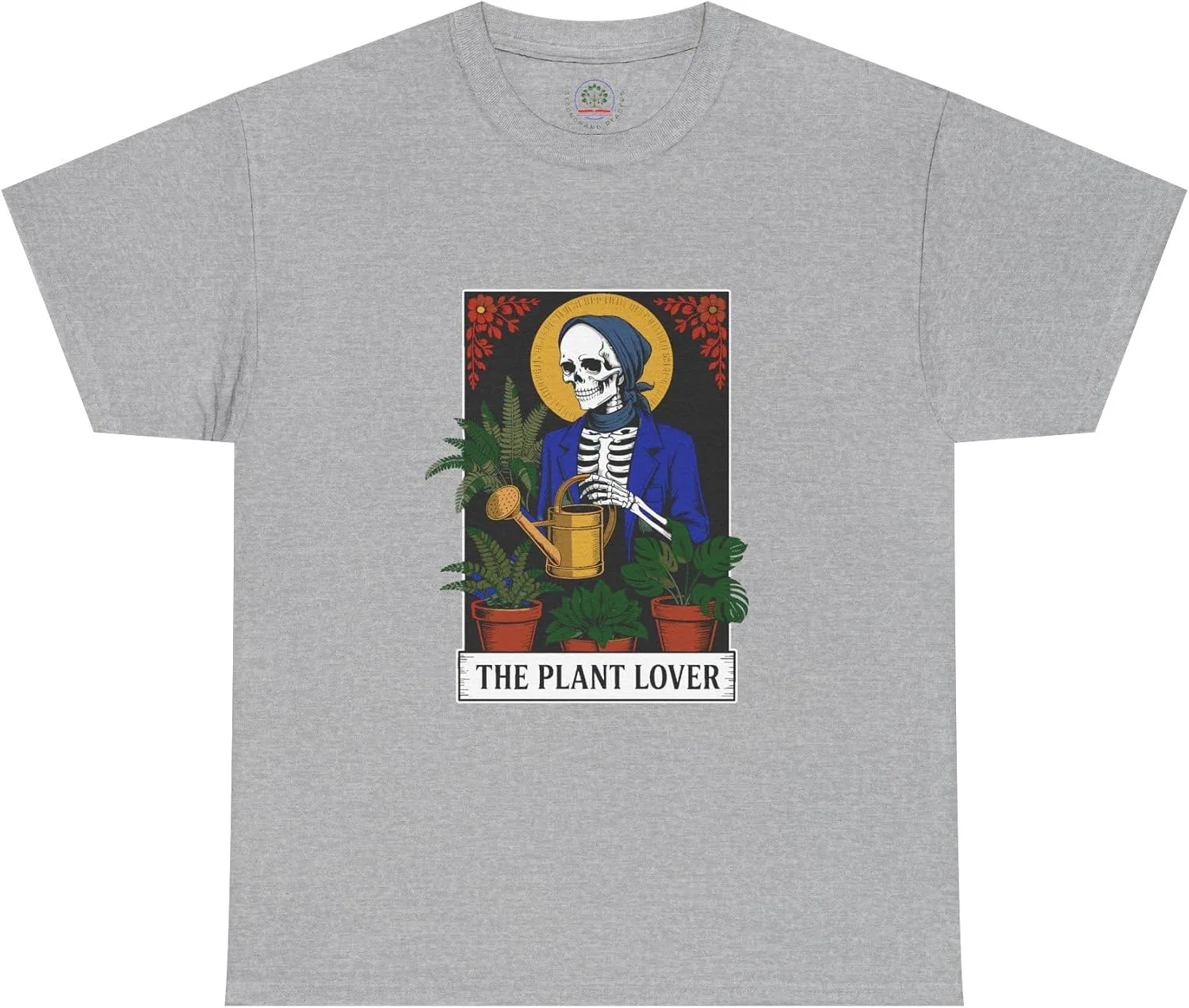 Мужская футболка с принтом Tarot Card Plant Lover Tee, серый меланж